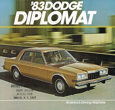 1983 Dodge DIPLOMAT Folheto / Catálogo com Tabela de Cores: MEDALHÃO, SALÃO - Imagem 1 de 4