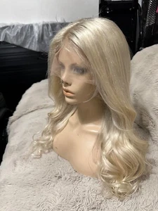 18” 180% density Ash Blonde rooted full lace wig, 100% human hair BN - Picture 1 of 16