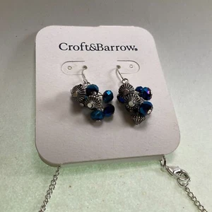 Croft & Barrow Dark Blue Crystal & Silvertone Necklace And Earring Set - Picture 1 of 4