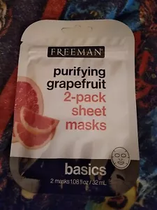 Freeman Purifying Grapefruit 2-Pack Sheet Masks, Grapefruit Scent - Picture 1 of 2