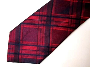 Calvin Klein Mens Necktie Tie Navy Blue Red Plaid Skinny 57" Career - Picture 1 of 3