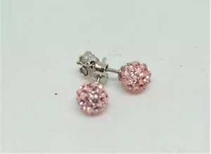 ORECCHINI ORO BIANCO 18K 750 DONNA PERLA ROSA GLITTER BOUCLES OREILLES OR FEMME - Foto 1 di 2