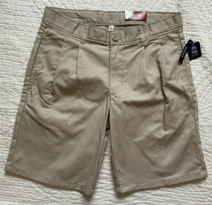 NWT Izod Khaki Shorts Pleated School Uniform Boys size 10 Husky Adjustable Waist - Picture 1 of 2
