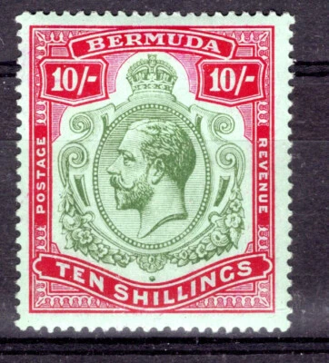 Bermuda 1918 sg 54c 10/- green & red / bluish green  LM cat £275 - Image 1 of 2