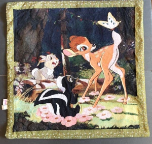 VINTAGE DISNEY BAMBI THUMPER TAPESTRY WALL HANGING RUG 26" x 25.5" - Picture 1 of 9