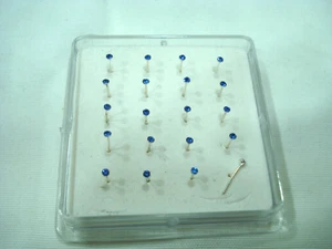 stock 20 nasini orecchini naso argento 925 blu misura circa 1,5 mm piercing - Foto 1 di 1