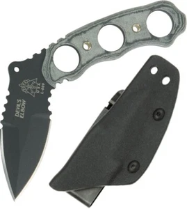 TOPS Devils Elbow XL Fixed Knife 3.25" 1095 Steel Blade Black Micarta Handle - Picture 1 of 3