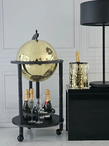 Glam Globes: FACTORY SECONDS Black Stand/Gold Tile - Picture 1 of 5