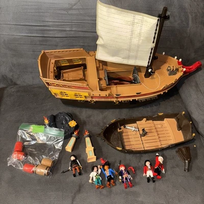 Vintage Large PLAYMOBIL Pirate Ships Lot With Figures Clea - Image 1 of 4