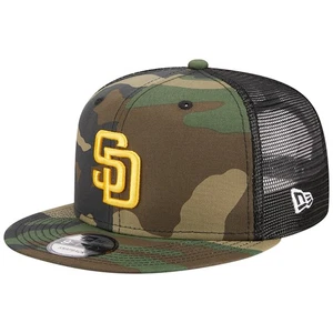 Men's New Era Camo San Diego Padres Woodland Camo Trucker 9FIFTY Snapback Hat - Picture 1 of 5