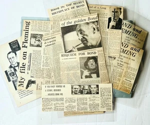 Ian/ BONDIANA FLEMING / Ten 1960s news-clippings about Ian Fleming/James Signed - Imagen 1 de 3