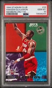 1994 STADIUM CLUB MEMBERS ONLY 50 #24 HAKEEM OLAJUWON PSA 10 GEM MINT POP 3 - Picture 1 of 2