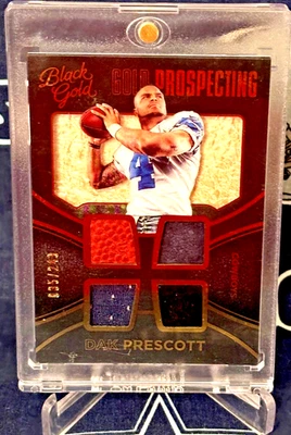 2016 Black Gold QUAD Pros Dallas Cowboys DAK PRESCOTT Rookie JERSEY Ball #D RC - Image 1 of 4