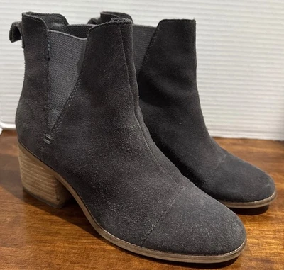 Botines Chelsea TOMS Gamuza Gris Talla US 6.5 UK 4.5 Tacón Bloque �� Foto 1 de 4