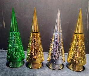 Juego de 4 decantadores de vidrio vacíos para baño de burbujas de árbol de Navidad Avon años 70 - Imagen 1 de 6