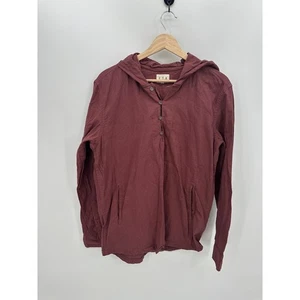 E.T.A Cotton Flax Blend Hoodie Pullover Women Medium Burgundy Lagenlook Casual  - Picture 1 of 7