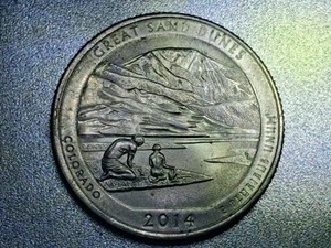 2014 P Great Sand Dunes Quarter. Re-punched MMark, Double Dies, Strike Through💥 - Picture 1 of 11