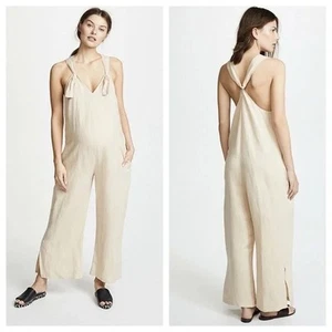 Hatch Noa off white beige sand linen maternity pregnancy jumpsuit Size 1 Small - Picture 1 of 5