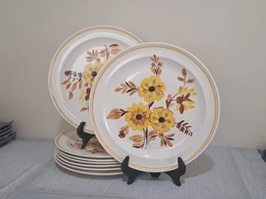 8 HTF RARE Blue Ridge Southern Pottery Double Daisy 10¼" Floral Dinner Plates  - Picture 1 of 24