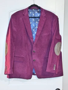Ralph Lauren Burgundy Corduroy Sportcoat Classic Fit Men 50R Suede Elbow Patches - Picture 1 of 8
