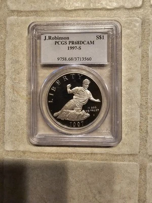 Jackie Robinson 1997S PCGS PR68DCAM $1 Commemorative SILVER Coin - Image 1 of 2