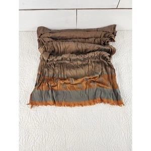 Silk Women's Scarf Cowgirl Stripes Fringed Damask Silver - Picture 1 of 5