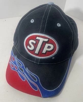 Vintage STP  MotorOil Cap Hat  Mesh Adjustable Strap With Flames Used Good - Image 1 of 4