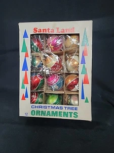 Vintage Santa Land Christmas Tree Indented Ornaments Hand Blown Glass Ornaments - Picture 1 of 13