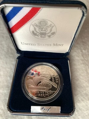 2000-P Library of Congress Proof 90% Silver Dollar Commemorative Coin with COA - Image 1 of 3