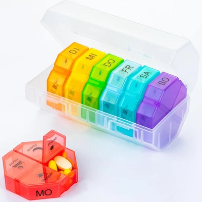 BESUCHE DEN YAKLIM-STORE Tablettenbox 7 Tage Große Fächer, Medikamentenbox 7 Tage 4 Fächer Tabletten