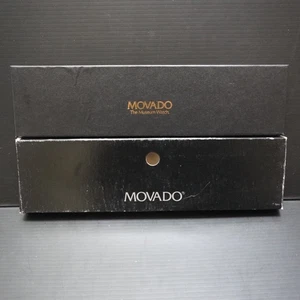 Caja de reloj larga negra vintage Movado Museum SOLO - Imagen 1 de 3