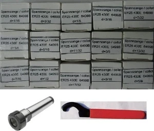 MT3 ER25 Chuck+15 PCs ER25 Collets+Spanner H - new - Picture 1 of 1