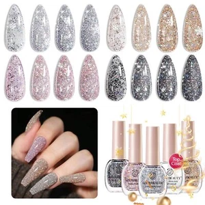 Glitter Nail Polish Set 4 Colors Dazzling Gold Silver Pink Quick Dry Natural ... - Picture 1 of 8