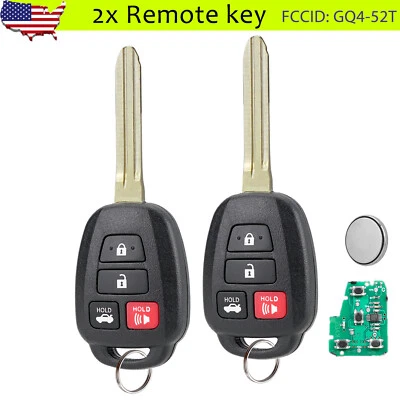 2 para 2014 2015 2016 2017 2018 2019 Toyota Highlander 4B mando a distancia llavero GQ4-52T Foto 1 de 4