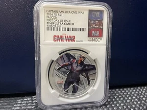 2016 NGC Fiji Marvel Captain America:Civil War Falcon Silver Proof PF69 UC FDOI - Picture 1 of 6