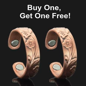 Magnetic Rings for Arthrits Womens Copper Rings for Pain BUY 1 GET 1 FREE -FLR-M - Picture 1 of 4