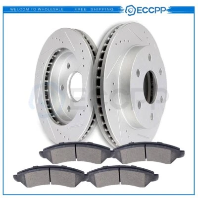 Front Brake Discs Rotors Ceramic Pads For 2002-2006 Cadillac Escalade Drill Slot Foto 1 de 4