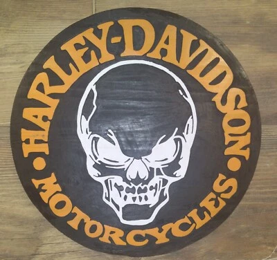 LETRERO DE MADERA ENRUTADO A MANO ALZADA HARLEY DAVIDSON ¡SIN CNC! 12X12 ENVÍO GRATIS Foto 1 de 2