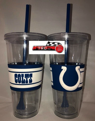 Indianapolis Colts Boelter NFL 22oz Double Wall Hype Tumbler W/Lid & Straw FREE Cover