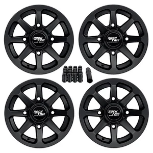 4pcs 12" RT102 RockTrix ATV Wheels - 12x7, 5+2, 4x110 4/110, Black, 10x1.25 Nuts - Picture 1 of 8