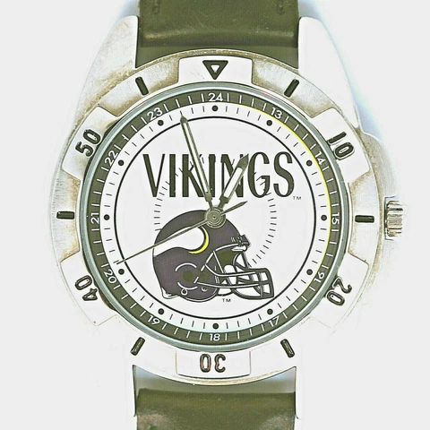 Minnesota Vikings NFL Fossil New Rare Unworn Mans Vintage 1996 Leather Watch $85 Cover