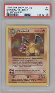 CHARIZARD 1999 POKEMON BASE SET SHADOWLESS HOLO #4 PSA 3 - Picture 1 of 2