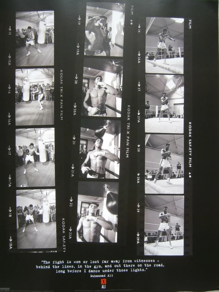 Mini Poster Muhammad Ali Training with quote "The fight is won or lost..." - Image 1 of 1