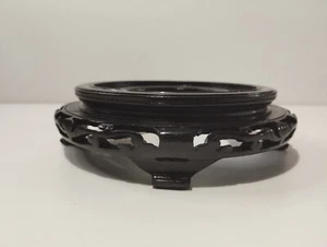 🟢Supporto piedistallo in legno intagliato stile asiatico nero adatto a vaso da 4,25" 🟢 - Foto 1 di 11