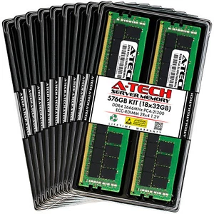 A-Tech 576GB 18x 32GB 2Rx4 PC4-21300R DDR4 2666 ECC REG RDIMM Server Memory RAM - Picture 1 of 4