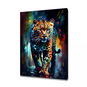 Leopard Leinwanddruck Bild Wand hängende Tiere Kunstdruck Wohnkultur - Bild 1 von 12