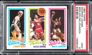 1980 Topps Magic Johnson Rookie Card Larry Bird RC Julius Erving PSA 9 Mint  - Picture 1 of 3