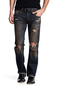$320 Authentic Rare TRUE RELIGION Men's Ripped Distressed Straight Leg Jeans  - Picture 1 of 6