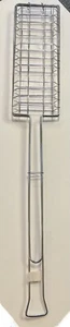 Barbecue Rack Long Handle 29”x12”x5” Grill Basket Meat Fish Chrome Mesh New - Picture 1 of 3