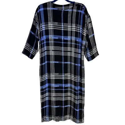 St Gillian Kay Unger винтажный 90-х синий черный клетку миди платье 10 опрятный праздник - Изображение 1 из 4